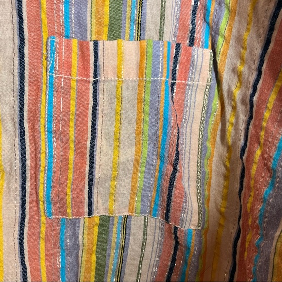 Anthropologie Pilcro Shirt Boyfriend Multicolored Striped Metallic Top Size L/XL - Picture 7 of 12